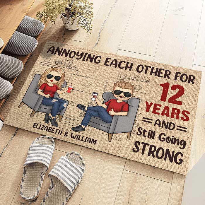 We've Been Annoying Each Other For Several Years And Now We're Still Going Strong - Gift For Couples, Husband Wife, Personalized Decorative Mat