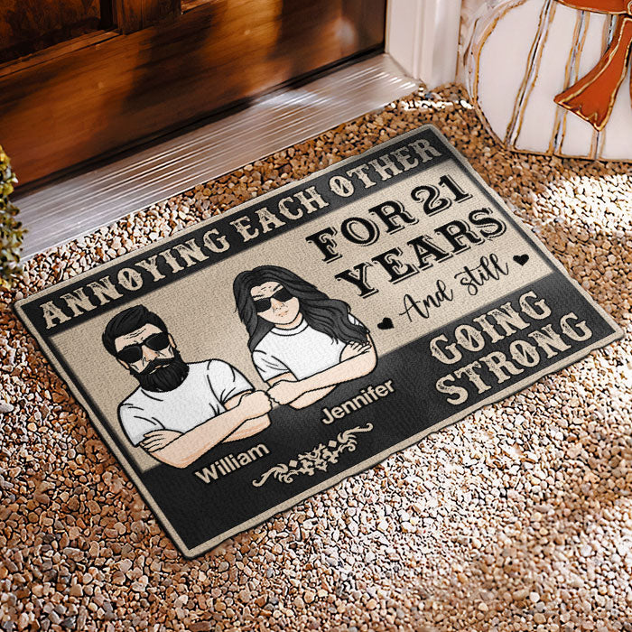 Annoying Each Other For Many Years And Still Going Strong - Gift For Couples, Husband Wife, Personalized Decorative Mat.