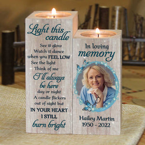I'll Always Be Here - Personalized Candle Holder - Upload Image, Memorial Gift, Sympathy Gift