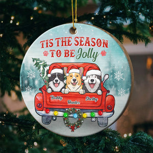 We Woof You A Merry Christmas - Personalized Round Ornament.