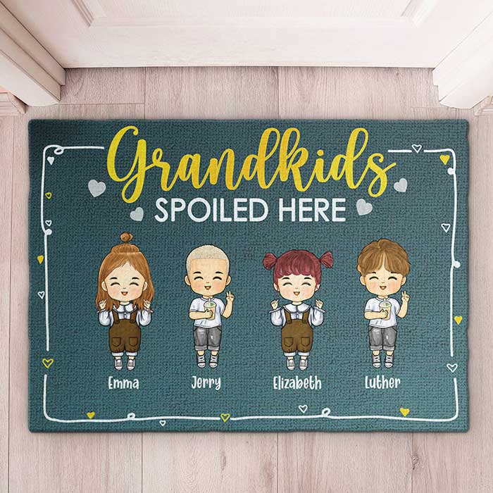 Grandkids Spoiled Here - Personalized Decorative Mat - Gift For Couples, Husband Wife