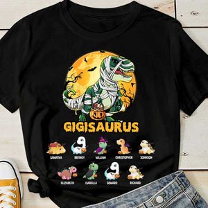 Happy Halloween - Let's Have Fun With The Dinosaurs On Halloween Night - Personalized Unisex T-Shirt.
