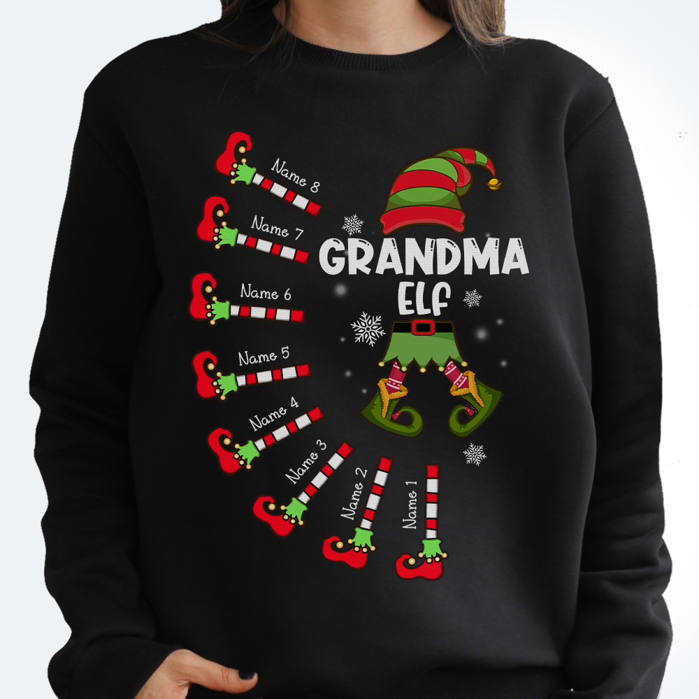 Nana Elf - Happy Christmas - Personalized Unisex Sweatshirt, T-shirt, Hoodie.