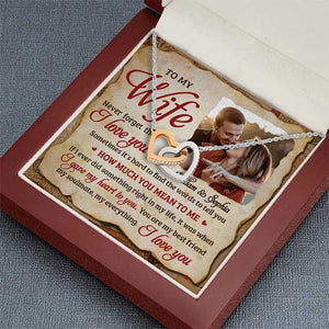 You Mean So Much To Me - Upload Image, Gift For Couples - Personalized Interlocking Hearts Necklace.