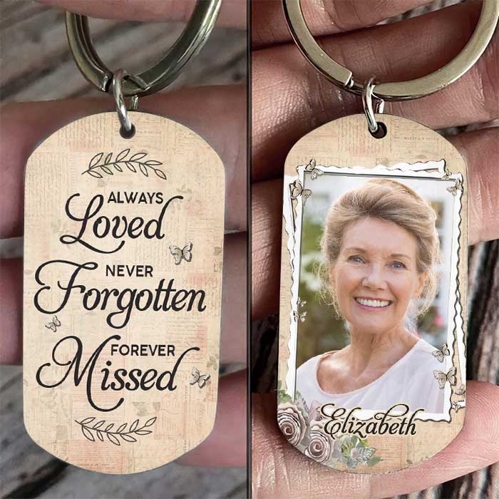 Always Loved, Never Forgotten, Forever Missed - Upload Image, Personalized Keychain.