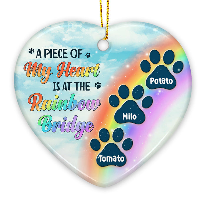 A Piece Of My Heart - Personalized Custom Heart Shaped Ceramic Christmas Ornament - Memorial Gift, Sympathy Gift, Christmas Gift