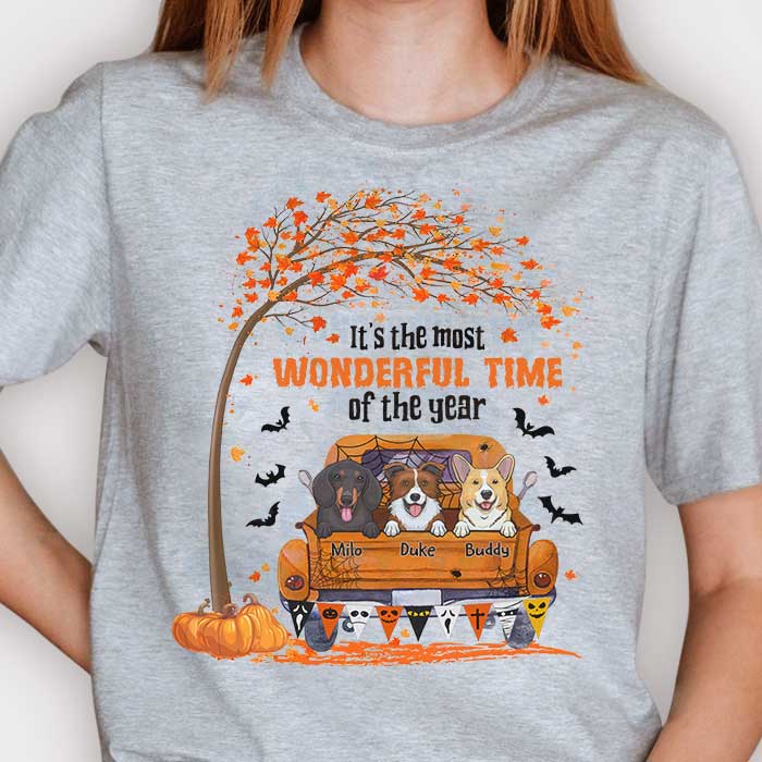 Halloween For Dogs - It's The Most Wonderful Time Of The Year - Personalized Unisex T-Shirt, Halloween Ideas.