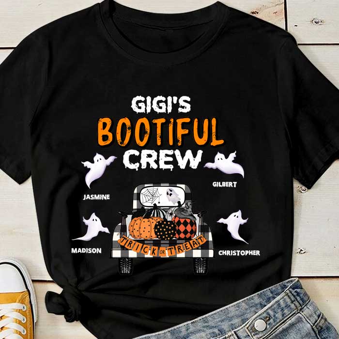 Bootiful Crew - Ghosts and Spiders  - Personalized Unisex T-Shirt, Halloween Ideas..