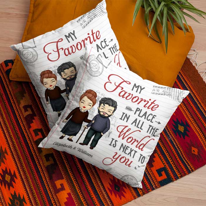 My Favorite Place Is Next To You - Gift For Couples, Personalized Pillow (Insert Included).