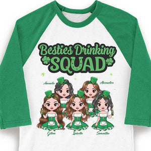 We're A Drinking Squad - Gift For Besties, Personalized St. Patrick's Day Unisex Raglan Shirt.
