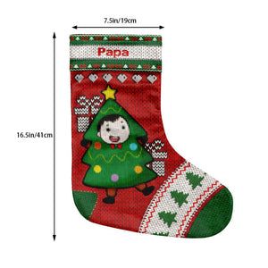 Hand Knitted Family Christmas - Personalized Christmas Stocking.