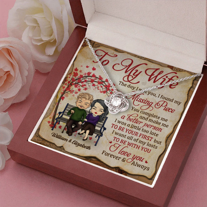 I Love You Forever And Always - Gift For Couples, Personalized Love Knot Necklace.