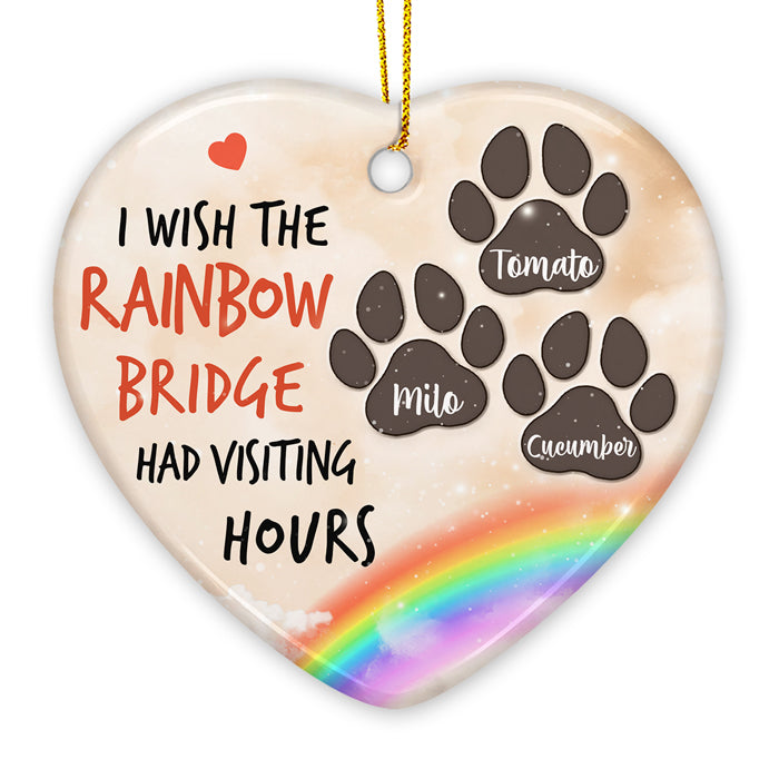 I Wish I Could Meet You At The Rainbow Bridge - Personalized Custom Heart Shaped Ceramic Christmas Ornament - Memorial Gift, Sympathy Gift, Christmas Gift