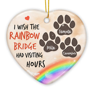 I Wish I Could Meet You At The Rainbow Bridge - Personalized Custom Heart Shaped Ceramic Christmas Ornament - Memorial Gift, Sympathy Gift, Christmas Gift