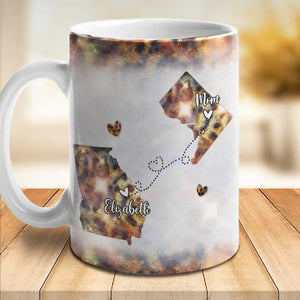 Miles Apart But Close At Heart - Gift For Mom - Personalized Mug