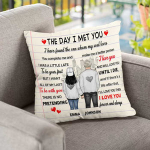 The Day I Met You - Gift For Couples, Personalized Pillow (Insert Included).