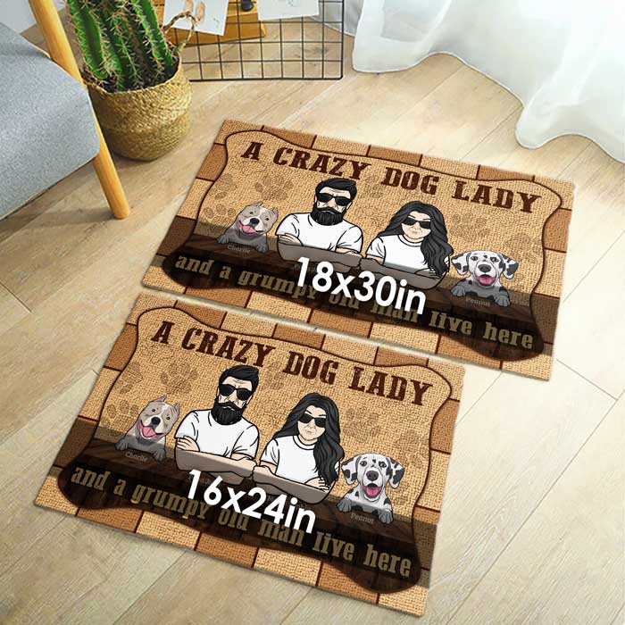 A Crazy Dog Lady, A Grumpy Old Man - Personalized Decorative Mat - Gift For Pet Lovers