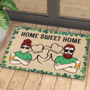 Home Sweet Home - Gift For Couples, Husband Wife, St. Patrick's Day, Personalized Decorative Mat.