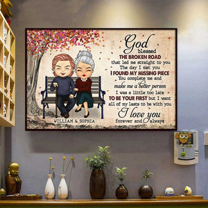 You Are My Missing Piece, I Love You - Gift For Couples, Personalized Horizontal Poster.