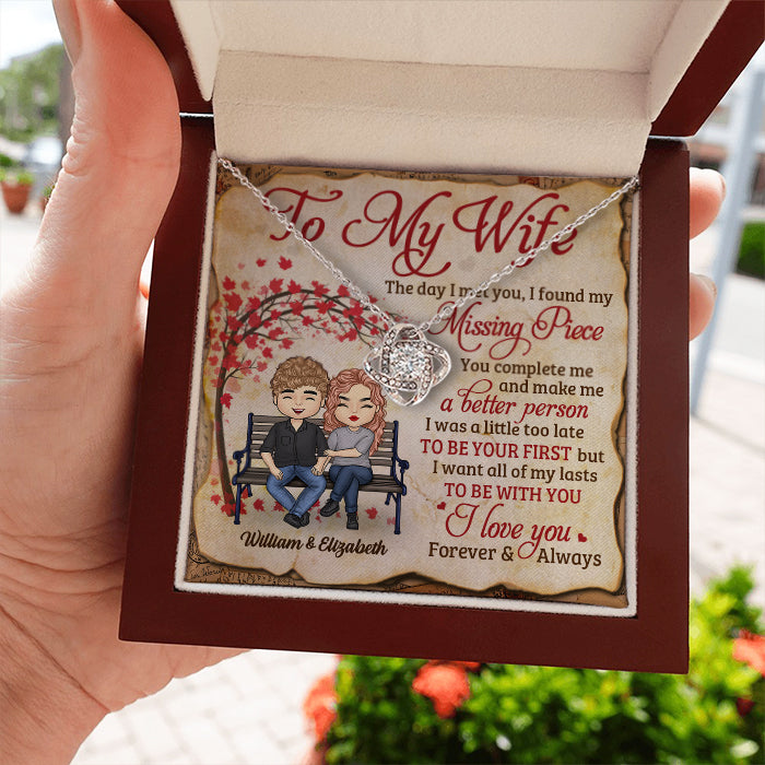 I Love You Forever And Always - Gift For Couples, Personalized Love Knot Necklace.