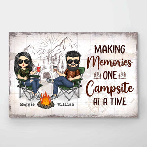 Making Memories One Campsite At A Time - Gift For Camping Couples, Personalized Horizontal Poster.