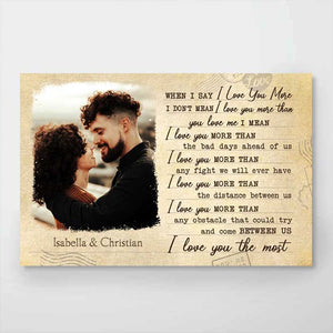 I Love You More Than The Distance Between Us - Upload Image, Gift For Couples - Personalized Horizontal Poster.