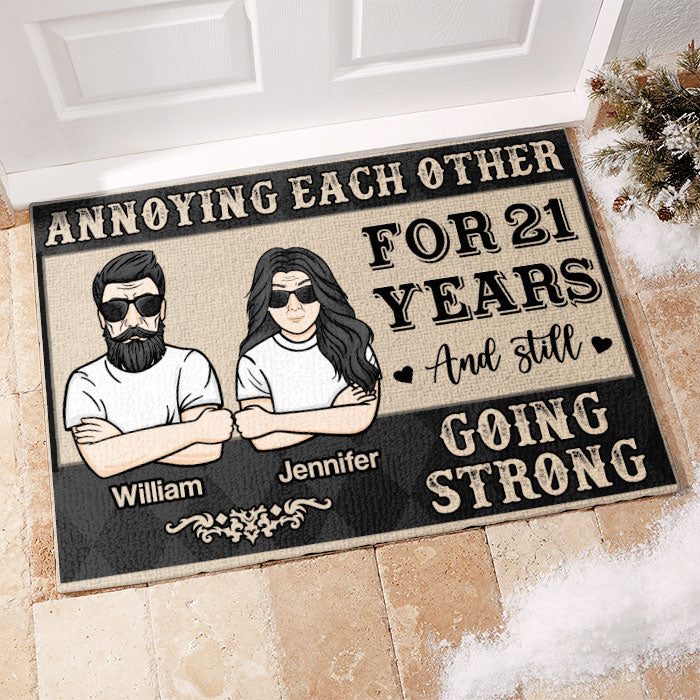 Annoying Each Other For Many Years And Still Going Strong - Gift For Couples, Husband Wife, Personalized Decorative Mat.