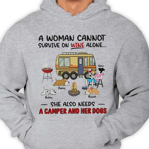 A Woman Cannot Survive On Wine Alone - Personalized Unisex T-Shirt.