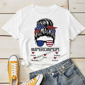 American Mom - Gift For 4th Of July - Personalized Unisex T-Shirt.