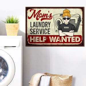 Mom's Laundry Service Help Wanted - Gift For Mom, Personalized Horizontal Poster.