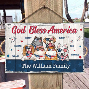 God Bless America - 4th Of July Funny Personalized Pet Rectangle Sign.