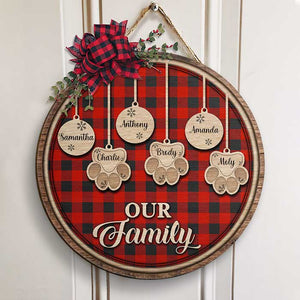 Happy Christmas With Our Family - Personalized Door Sign.