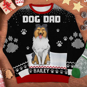 Happy Woofmas To The Best Dog Dad - Personalized All-Over-Print Sweatshirt.