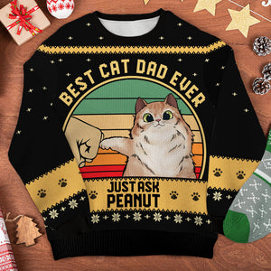 Best Cat Dad Ever, Just Ask Your Cats - Personalized All-Over-Print Sweatshirt.
