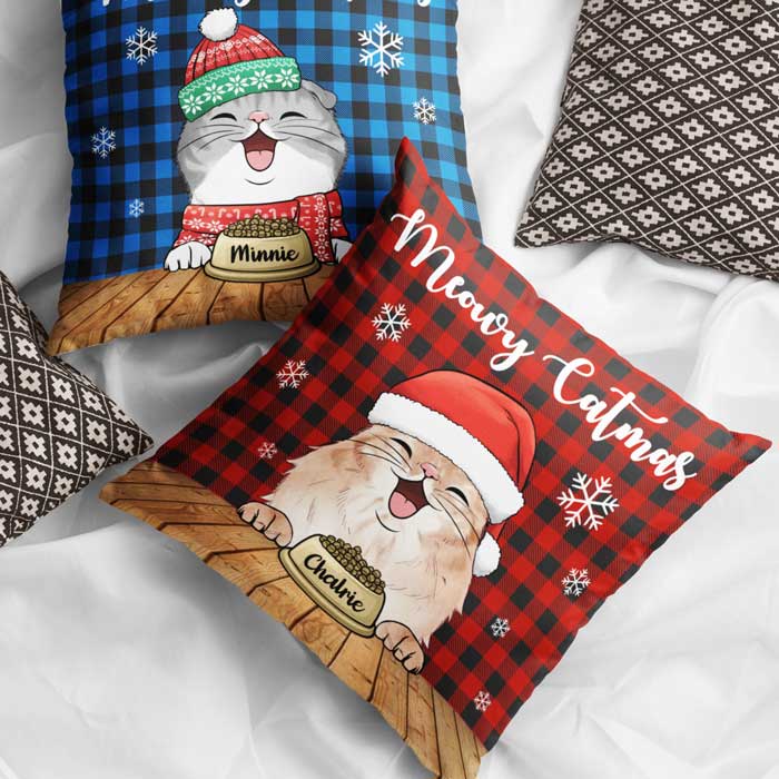 Meowy Catmas - Merry Woofmas - Personalized Pillow Case.