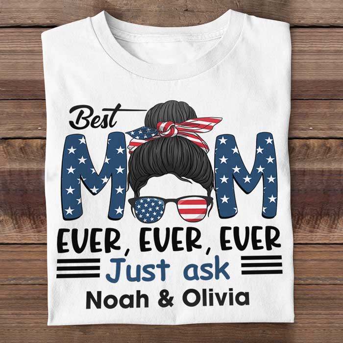 Best American Mom - Gift For 4th Of July - Personalized Unisex T-Shirt.