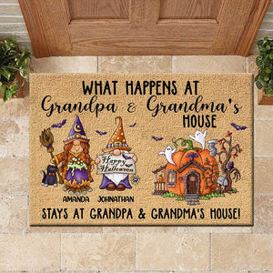 What Happens At Grandpa And Grandma's House - Personalized Decorative Mat.