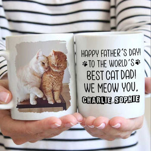 Happy Father's day To The World's Best Dog/Cat Dad - Gift for Dad, Funny Personalized Cat Mug.