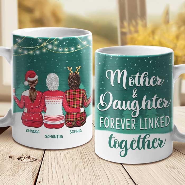 Mother & Daughters Forever Linked Together Mug - Personalized