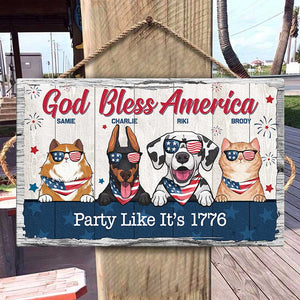 God Bless America - 4th Of July Funny Personalized Pet Rectangle Sign.