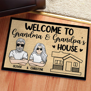 Welcome To Grandma and Grandpa's House - Personalized Decorative Mat.