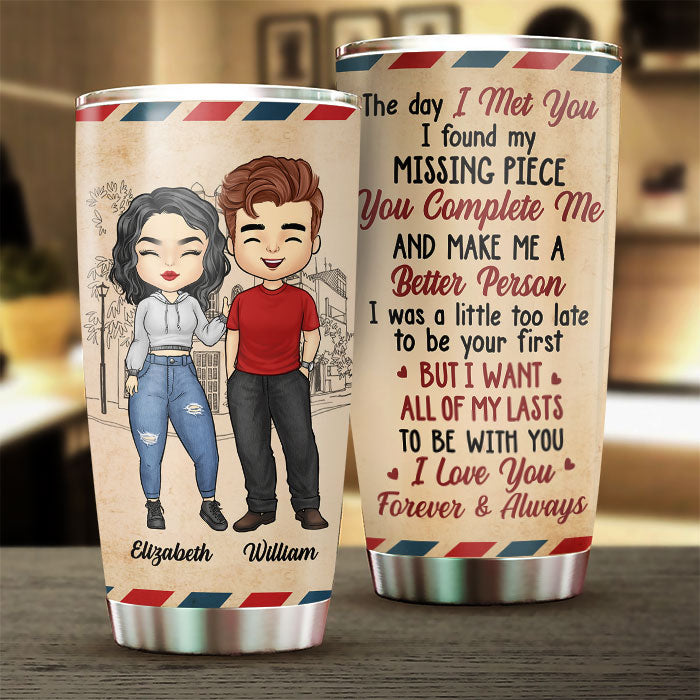 I Love You Forever - Personalized Tumbler Cup - Hugging Couple