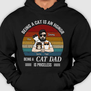 Being Cat Dad Is Priceless Cool Peeking Cats - Personalized Unisex T-Shirt, Father's Day Gift, Custom Gift For Cat Lovers.