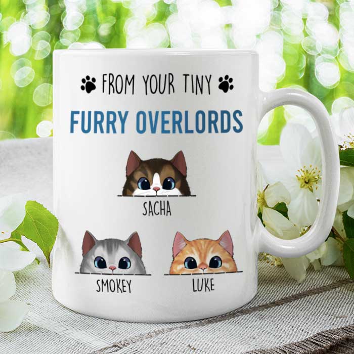 Happy Father's Day Human Servant - Gift for Dad, Funny Personalized Cat Dad Mug.
