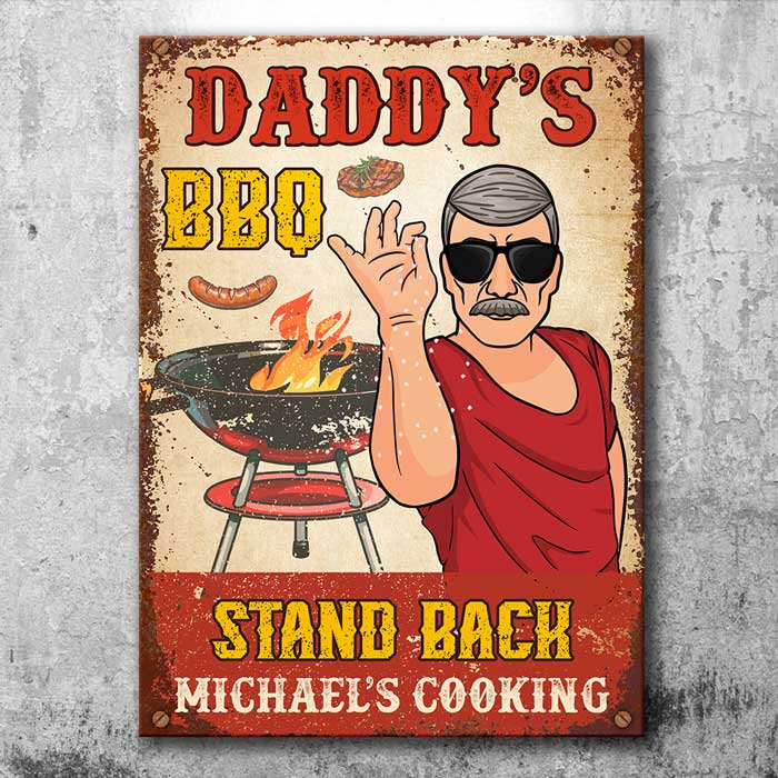 Dad's Barbecue Smokehouse and Grill Personalized Metal Signs