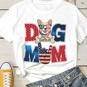 American Dog Mom - Gifts For 4th Of July - Personalized Unisex T-Shirt.
