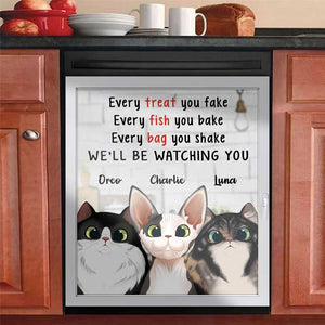 We'll Be Watching You - Cats In The Kitchen - Personalized Dishwasher Cover.