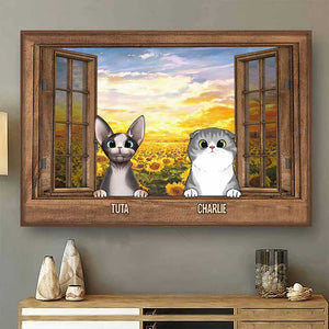 Cats At The Window - Personalized Horizontal Poster.