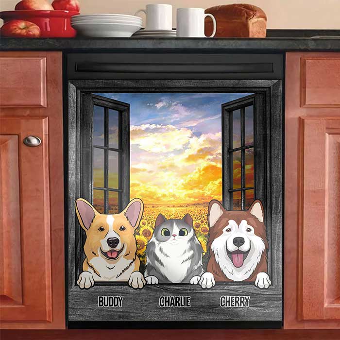 Window cover for outlet dogs