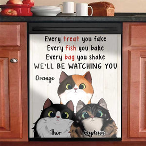 We'll Be Watching You Cats In The Kitchen - Personalized Dishwasher Cover.